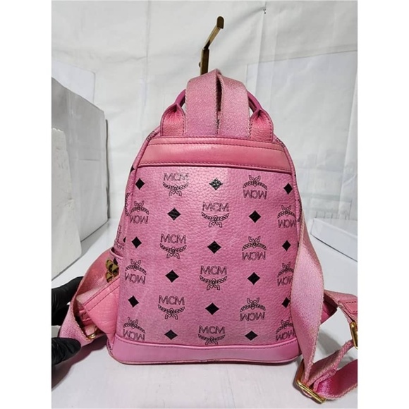 Authentic MCM Small Visetos Stark Leather Backpack Pink - Picture 5 of 15